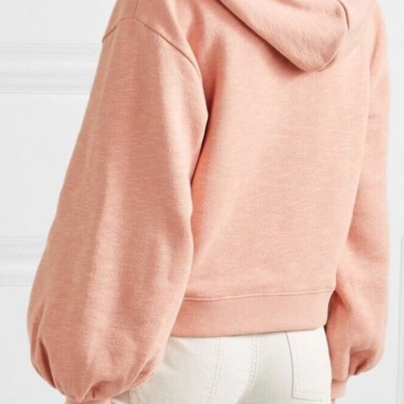 Ulla Johnson Mel Tassel Pullover Cropped Hoodie Black 100% Cotton Pocket S P - Picture 6 of 7